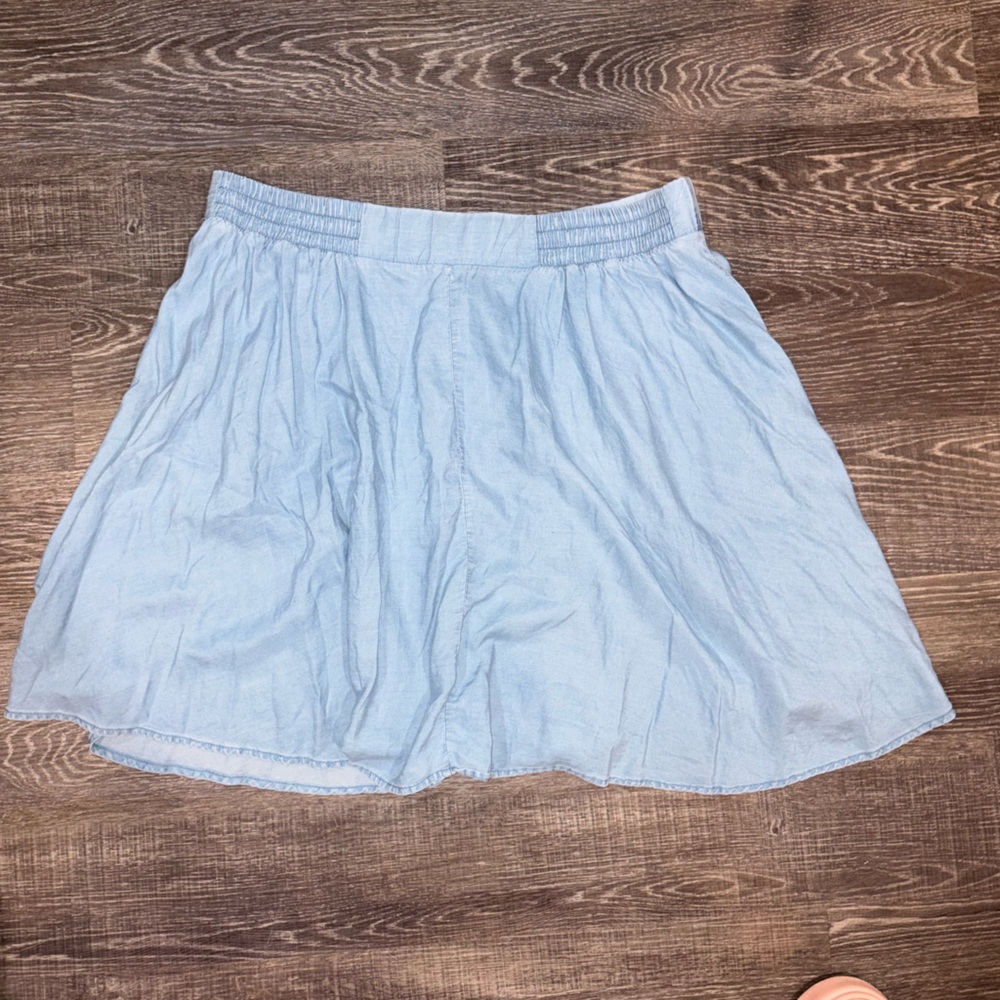 Light Blue A-Line Button Skirt - Picture 2 of 4